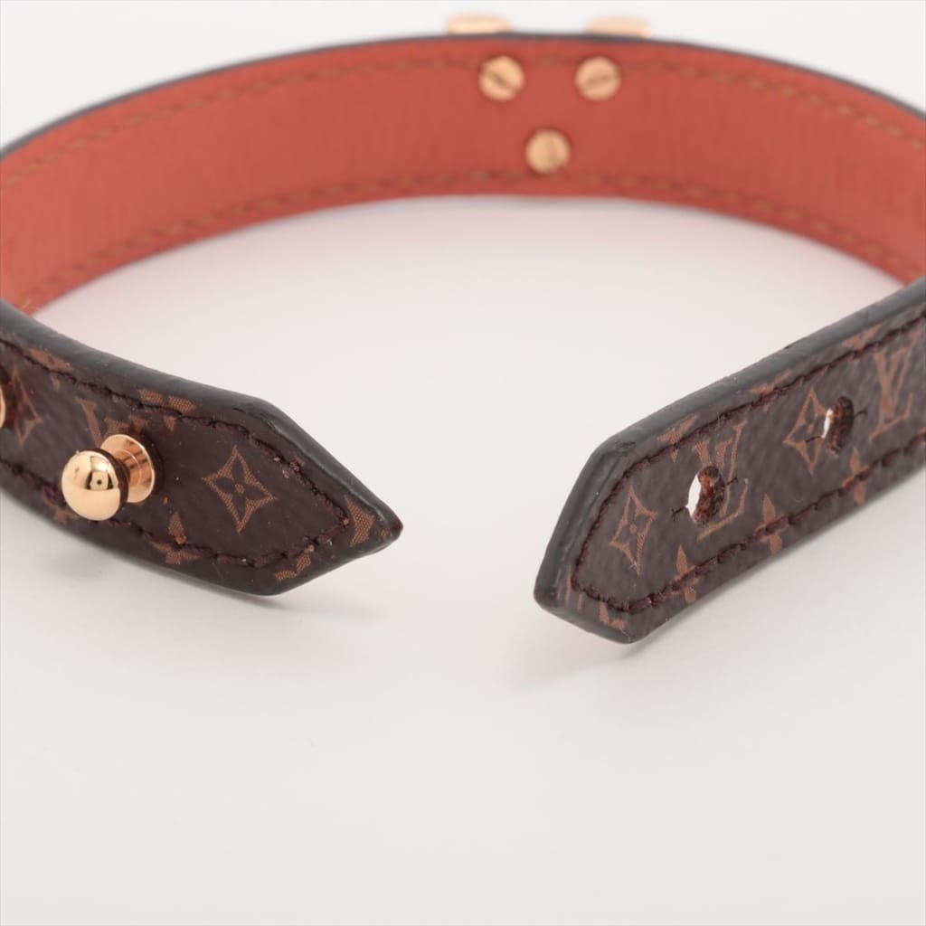 LOUIS VUITTON Monogram Essential V Bracelet 17 (MSRP $290) - brown / Leather / Wrap