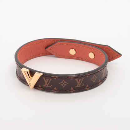 LOUIS VUITTON Monogram Essential V Bracelet 17 (MSRP $290) - brown / Leather / Wrap