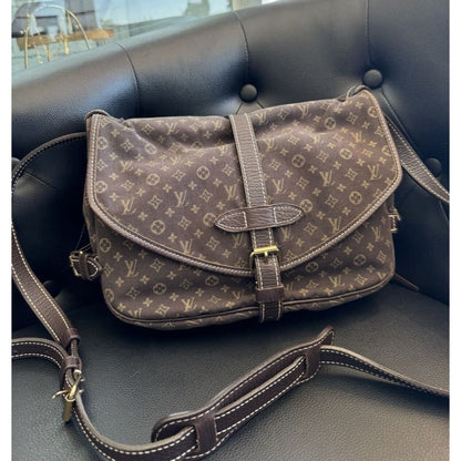 LOUIS VUITTON Monogram Mini Lin Saumur 30 Canvas Crossbody Bag (MSRP $1450) - Medium / Leather / Crossbody