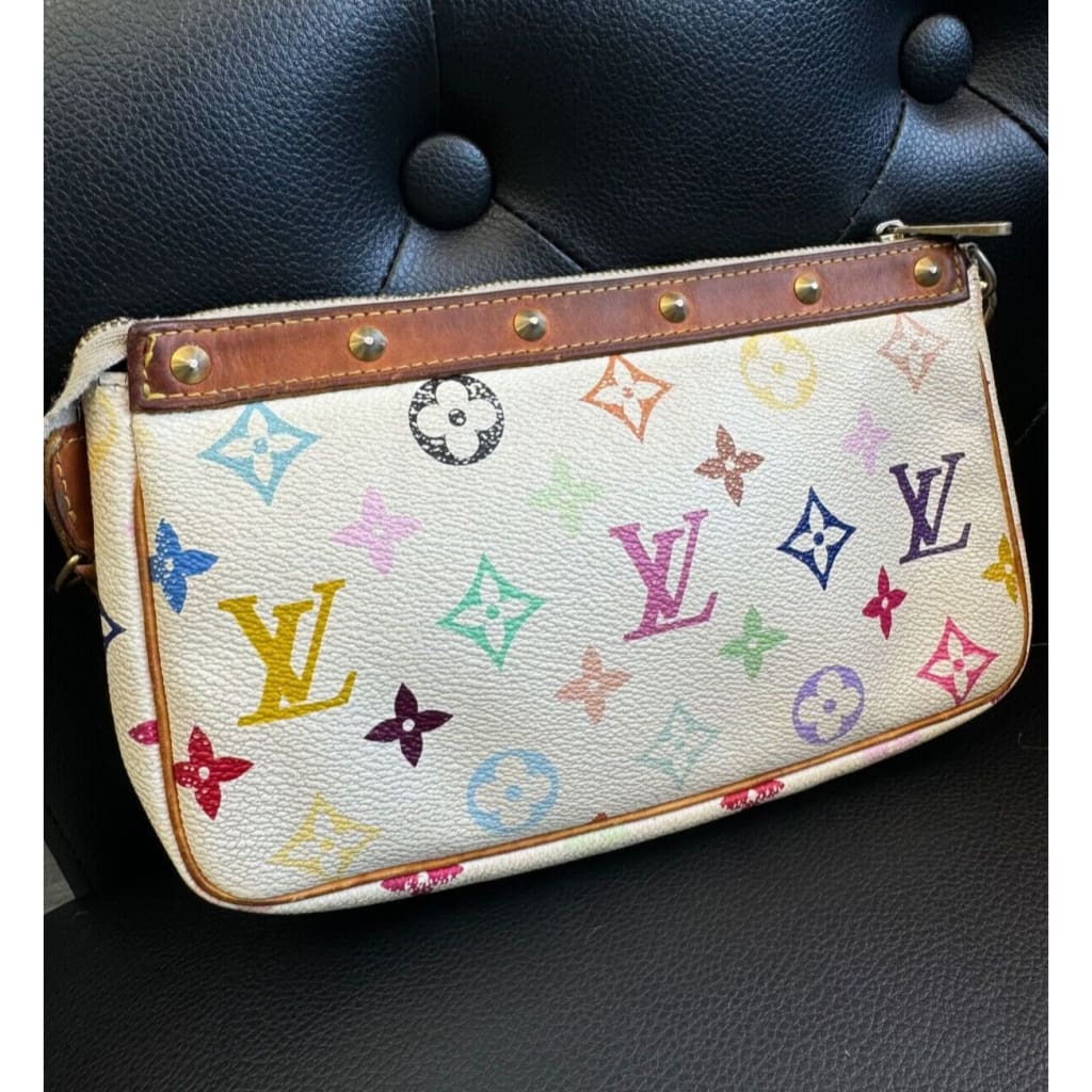 LOUIS VUITTON Monogram Murakami Multicolore Pochette Accessoires (MSRP $2500) - Material / Leather / Shoulder Bag