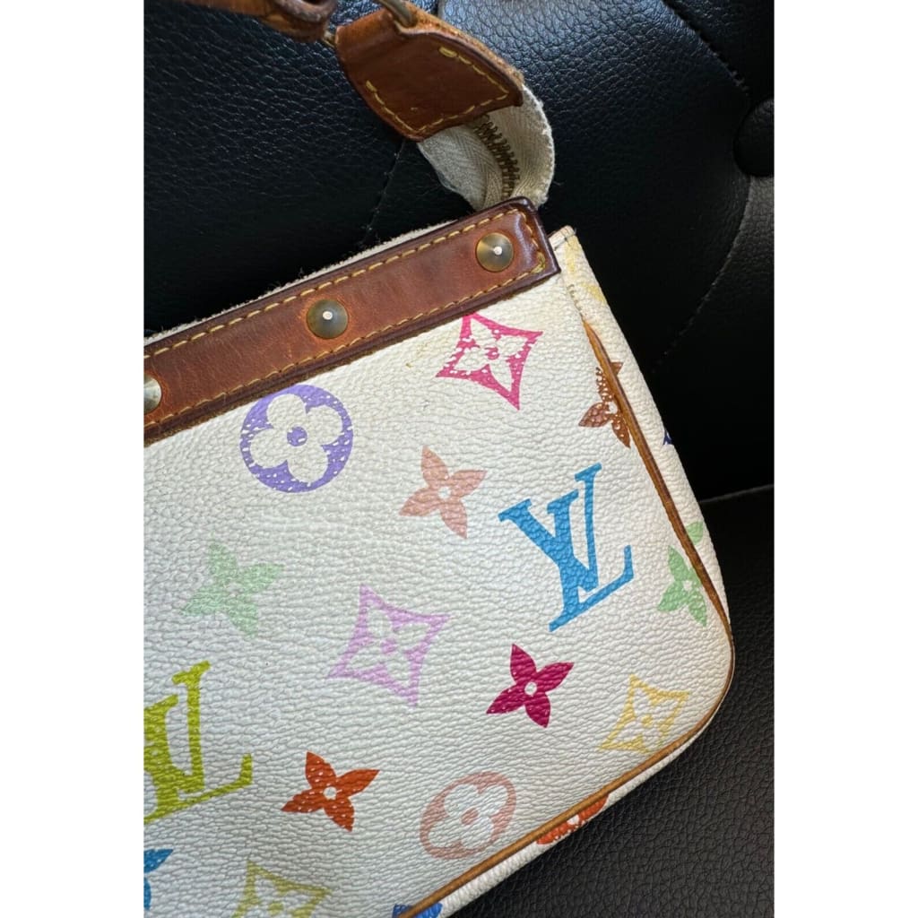 LOUIS VUITTON Monogram Murakami Multicolore Pochette Accessoires (MSRP $2500) - Material / Leather / Shoulder Bag