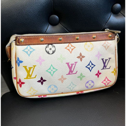 LOUIS VUITTON Monogram Murakami Multicolore Pochette Accessoires (MSRP $2500) - Material / Leather / Shoulder Bag