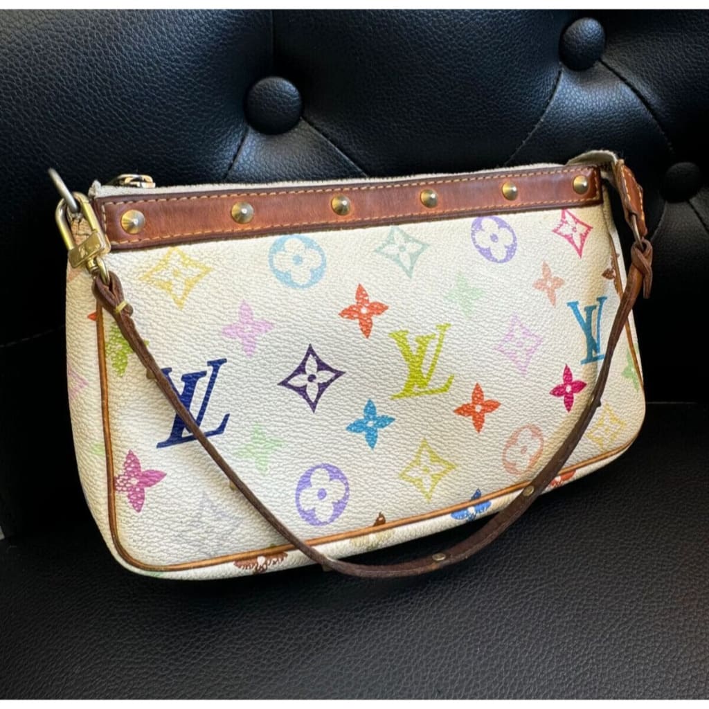 LOUIS VUITTON Monogram Murakami Multicolore Pochette Accessoires (MSRP $2500) - Material / Leather / Shoulder Bag