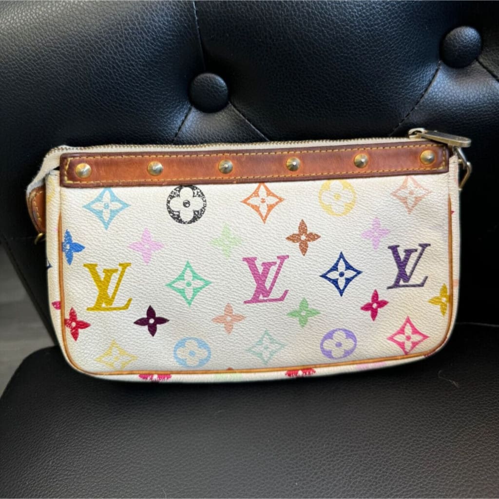 LOUIS VUITTON Monogram Murakami Multicolore Pochette Accessoires (MSRP $2500) - Material / Leather / Shoulder Bag