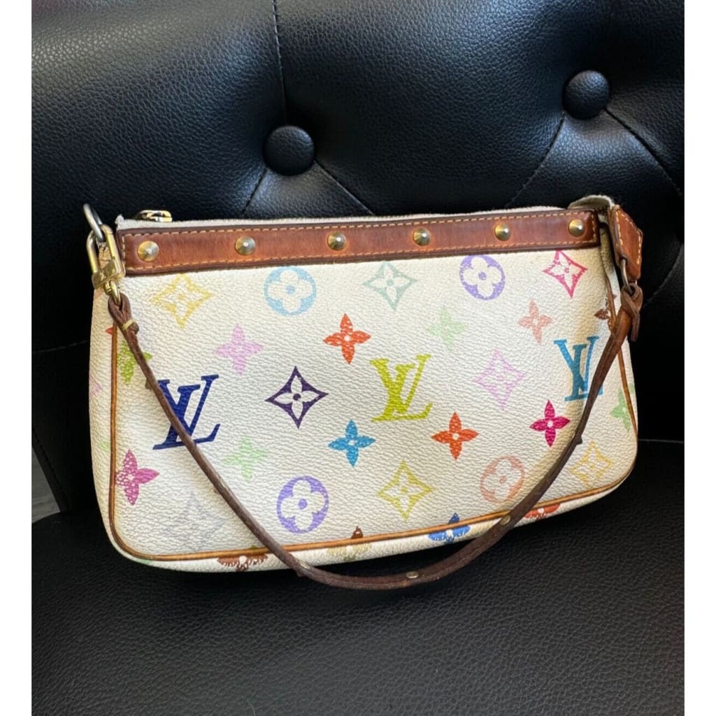 LOUIS VUITTON Monogram Murakami Multicolore Pochette Accessoires (MSRP $2500) - Material / Leather / Shoulder Bag