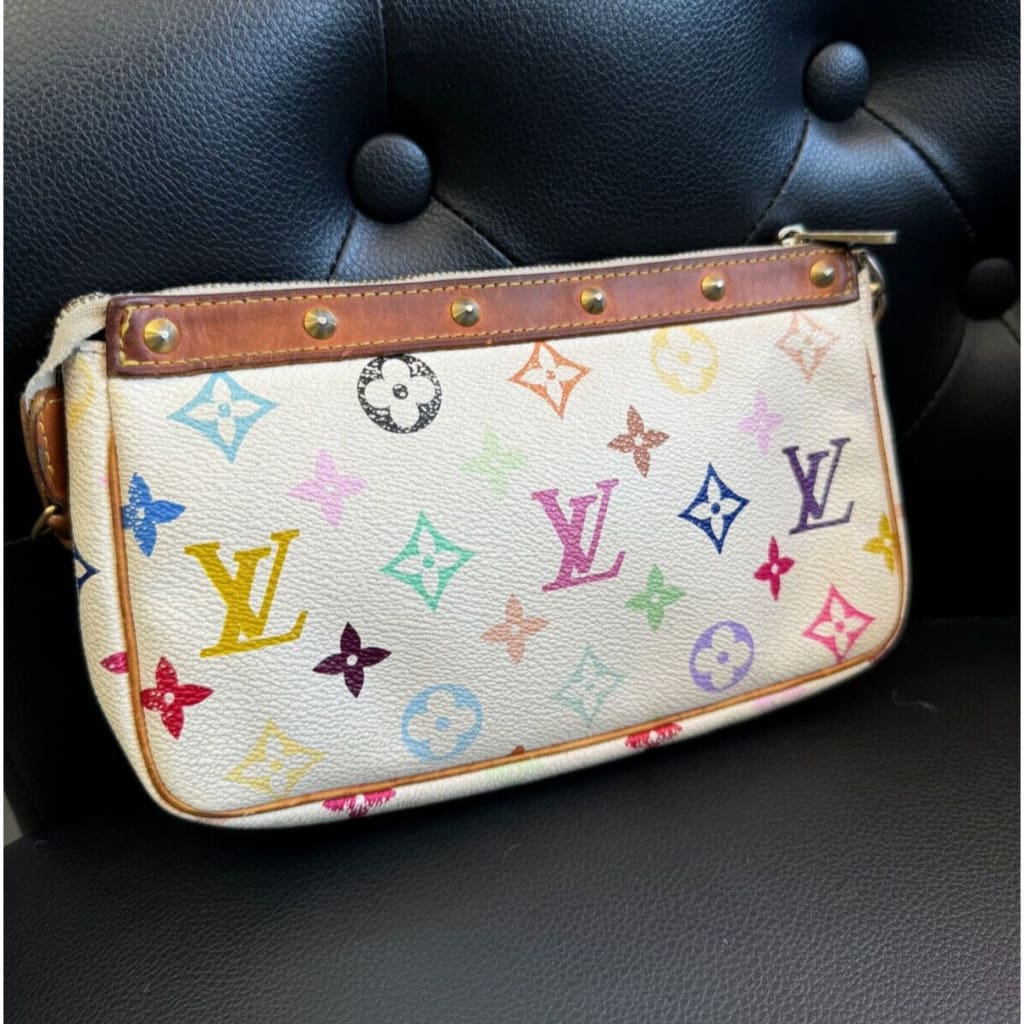 LOUIS VUITTON Monogram Murakami Multicolore Pochette Accessoires (MSRP $2500) - Material / Leather / Shoulder Bag