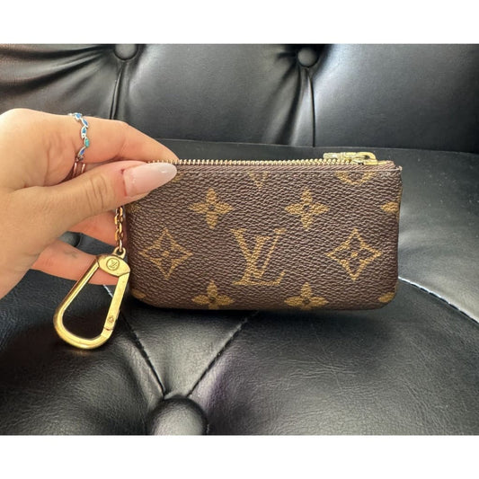 LOUIS VUITTON Monogram Pochette Key Cles Pouch - brown / coated canvas