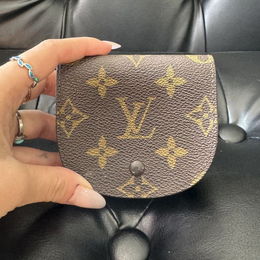 LOUIS VUITTON Monogram Porte Monnaie Gusset Coin Purse - brown / coated canvas