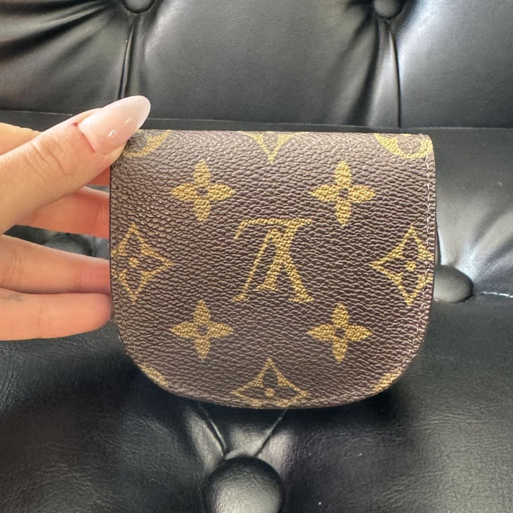 LOUIS VUITTON Monogram Porte Monnaie Gusset Coin Purse - brown / coated canvas