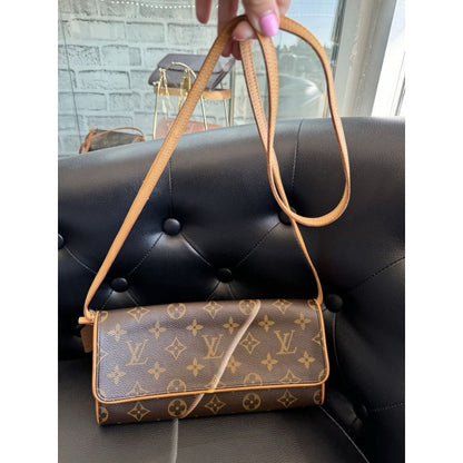 LOUIS VUITTON Monogram Twin GM Pochette Shoulder Bag (MSRP $1150 + ) - GM / Suede / Shoulder Bag