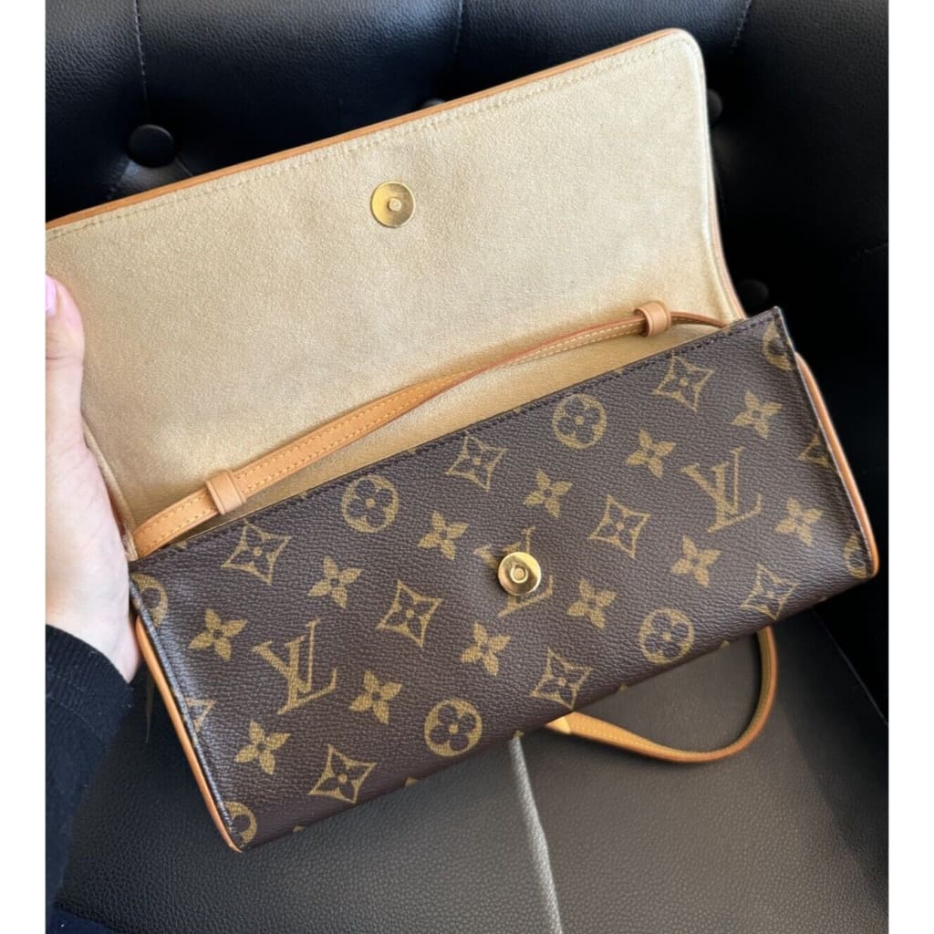 LOUIS VUITTON Monogram Twin GM Pochette Shoulder Bag (MSRP $1150 + ) - GM / Suede / Shoulder Bag