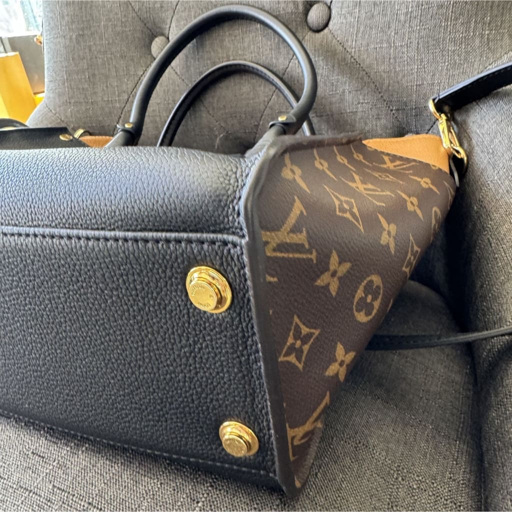 Louis Vuitton On My Side Tote Leather with Monogram Canvas MM - MM / Black / Leather