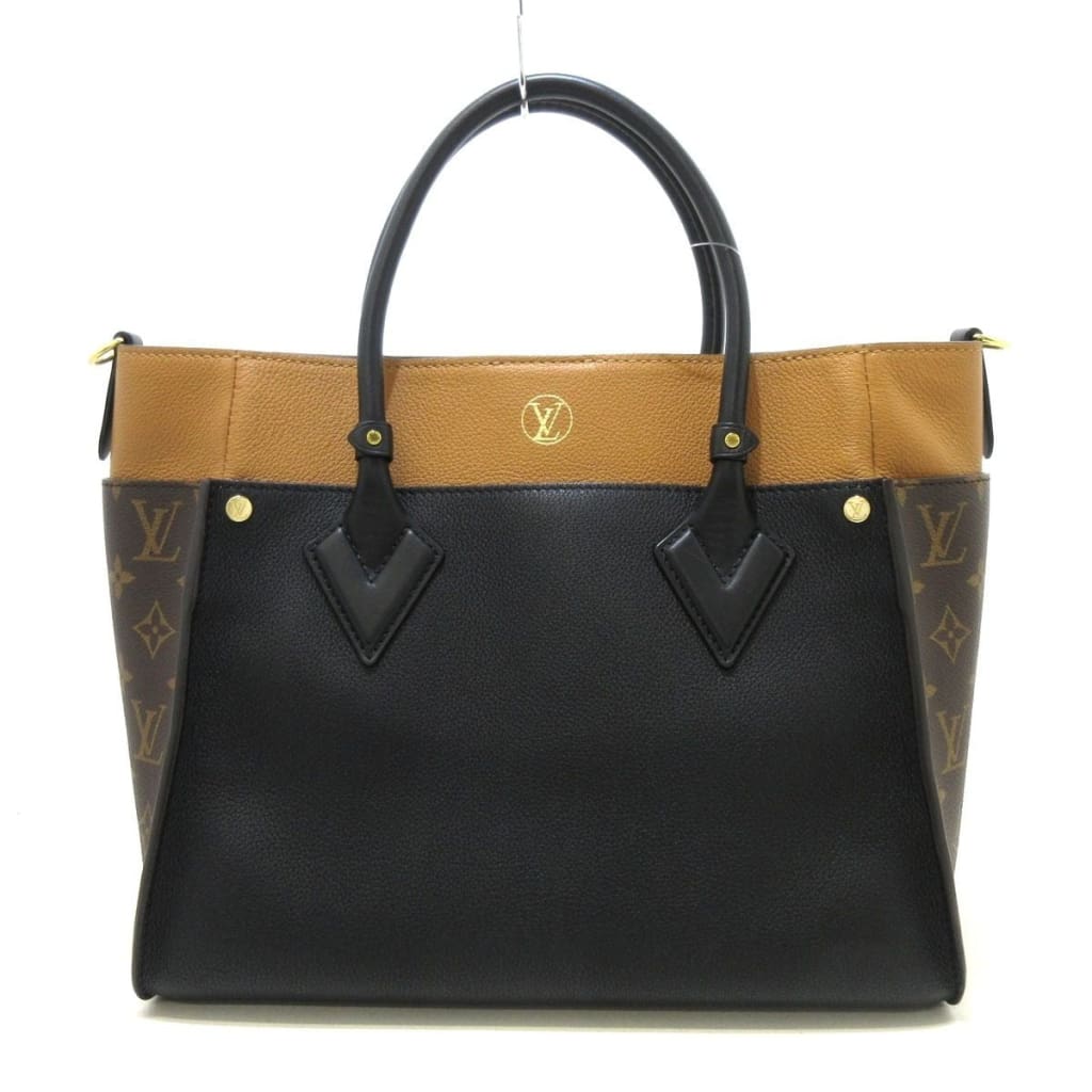 Louis Vuitton On My Side Tote Leather with Monogram Canvas MM - MM / Black / Leather