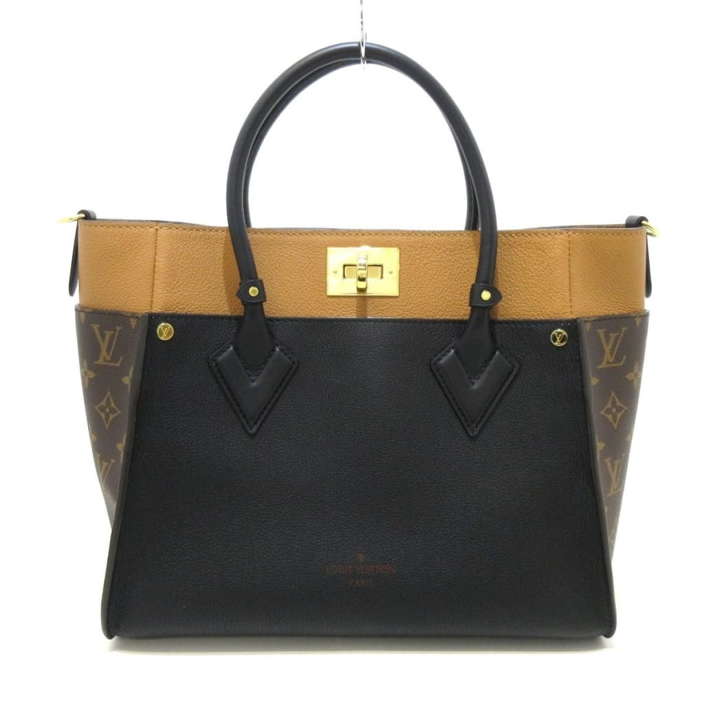 Louis Vuitton On My Side Tote Leather with Monogram Canvas MM - MM / Black / Leather