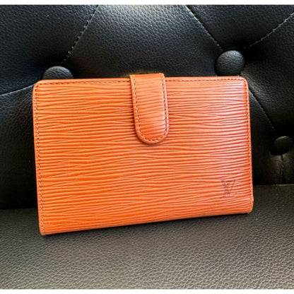 LOUIS VUITTON Orange/brown Epi French Wallet (MSRP $750 + ) - Brown / Leather / wallet