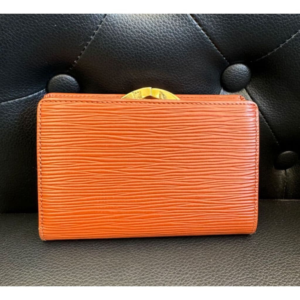 LOUIS VUITTON Orange/brown Epi French Wallet (MSRP $750 + ) - Brown / Leather / wallet