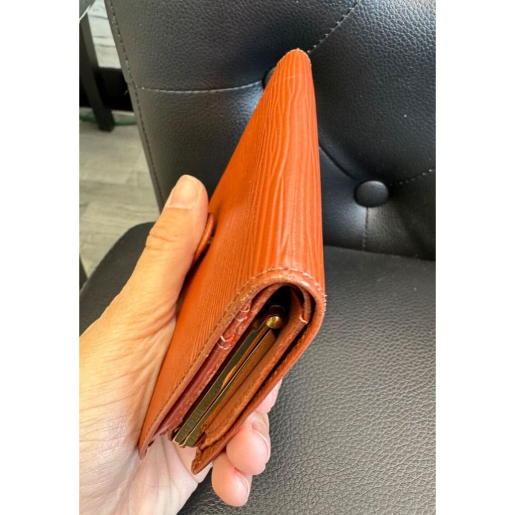 LOUIS VUITTON Orange/brown Epi French Wallet (MSRP $750 + ) - Brown / Leather / wallet