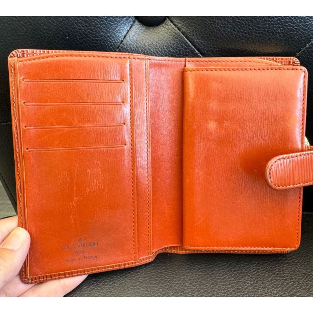 LOUIS VUITTON Orange/brown Epi French Wallet (MSRP $750 + ) - Brown / Leather / wallet