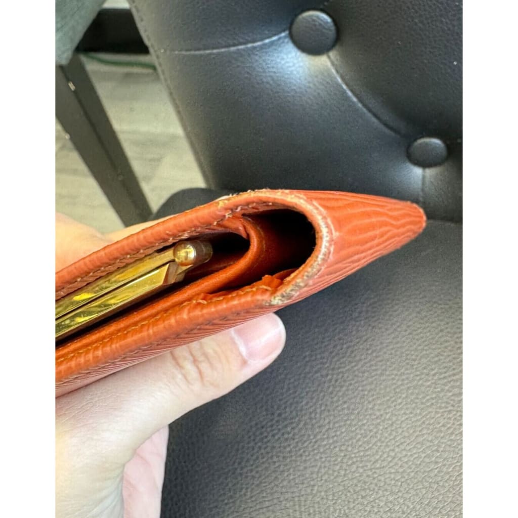 LOUIS VUITTON Orange/brown Epi French Wallet (MSRP $750 + ) - Brown / Leather / wallet