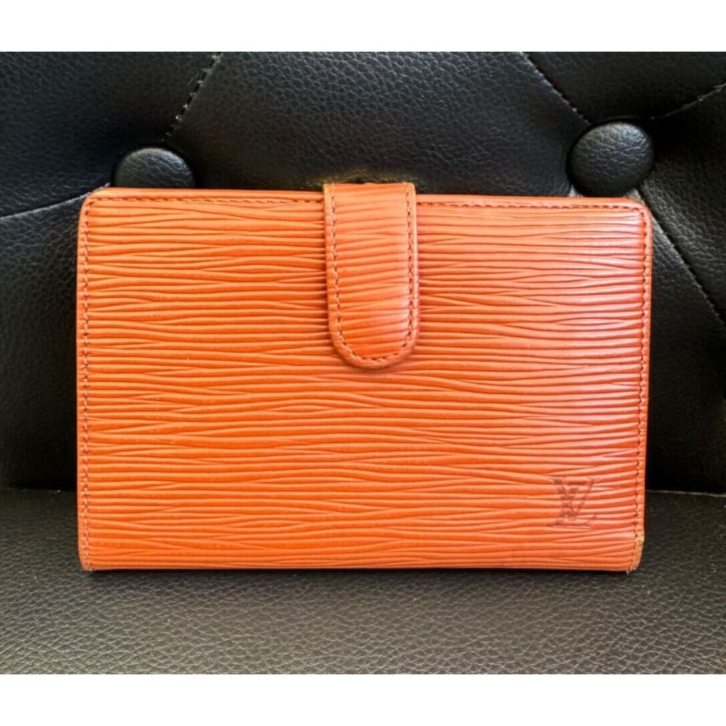 LOUIS VUITTON Orange/brown Epi French Wallet (MSRP $750 + ) - Brown / Leather / wallet