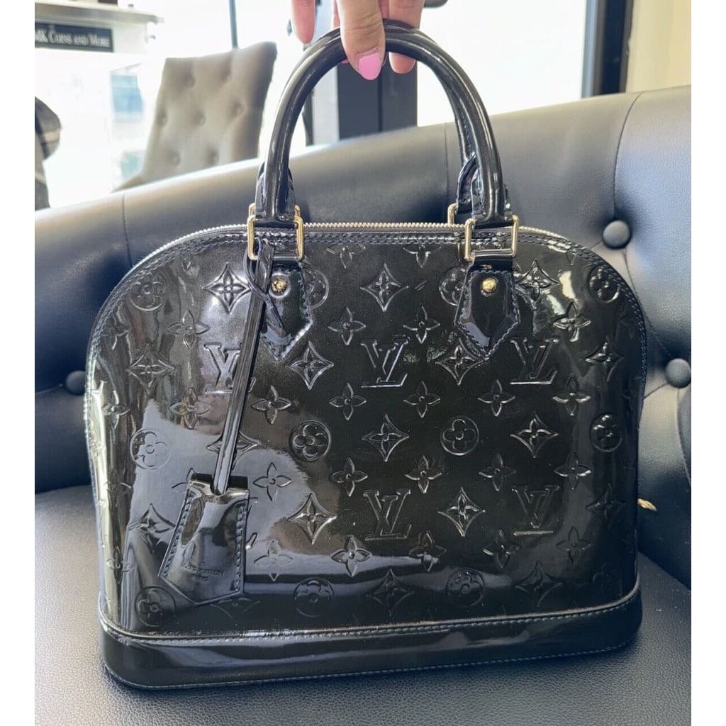 LOUIS VUITTON RARE Bleu Infini Vernis Alma PM (MSRP $2,330) - PM / Patent Leather / Top Handle Bag