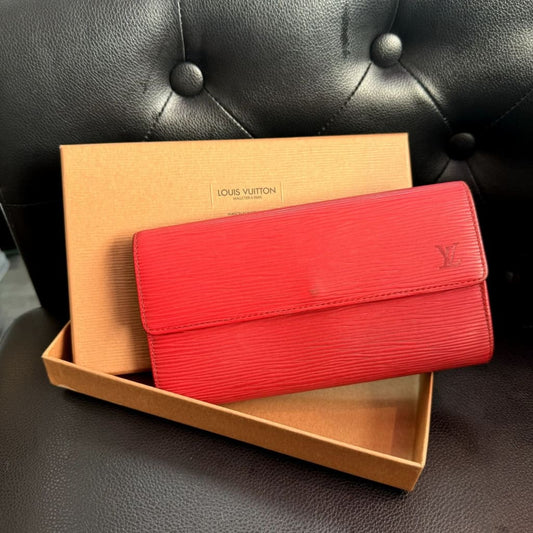 LOUIS VUITTON Red Epi Sarah Long Wallet (MSRP $825) - Red / Leather / wallet