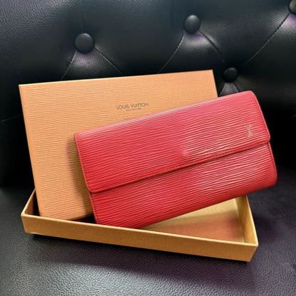 LOUIS VUITTON Red Epi Sarah Long Wallet (MSRP $825) - Red / Leather / wallet