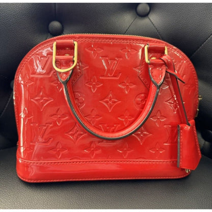 LOUIS VUITTON Red Vernis Alma BB (MSRP $2,850) - Mini / Leather / Top Handle Bag