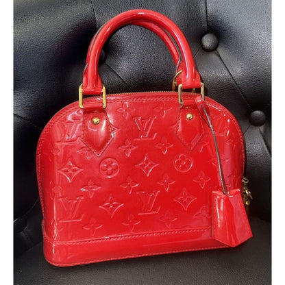 LOUIS VUITTON Red Vernis Alma BB (MSRP $2,850) - Mini / Leather / Top Handle Bag