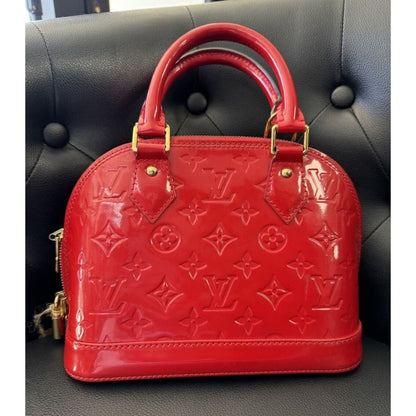 LOUIS VUITTON Red Vernis Alma BB (MSRP $2,850) - Mini / Leather / Top Handle Bag