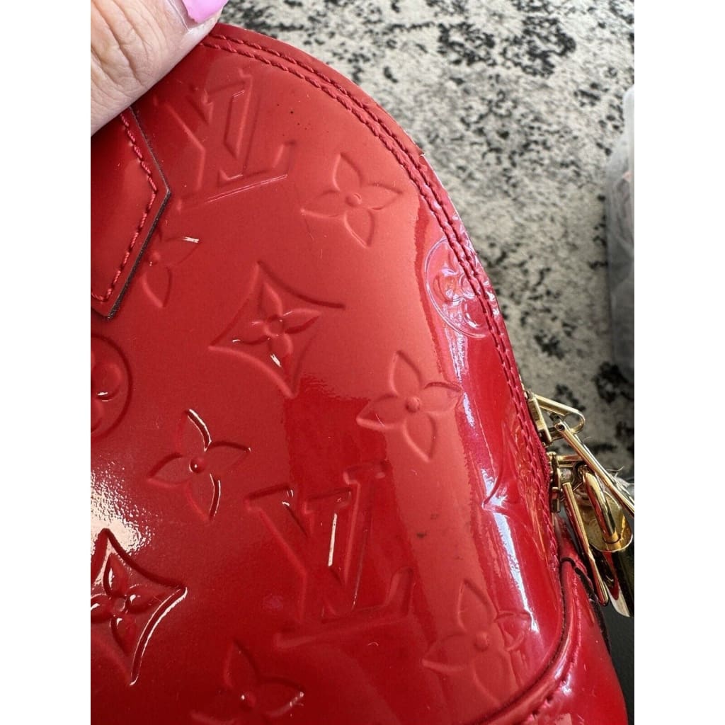 LOUIS VUITTON Red Vernis Alma BB (MSRP $2,850) - Mini / Leather / Top Handle Bag