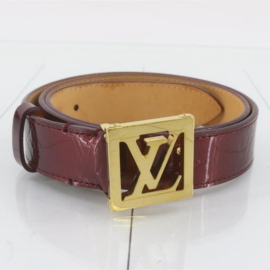 Louis Vuitton Rouge Fauviste Monogram Vernis Amarante Burgundy LV Frame Belt Size 34 - 34 / Burgundy / patent leather