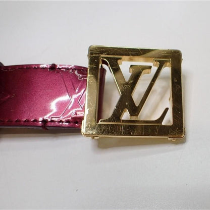 Louis Vuitton Rouge Fauviste Monogram Vernis Amarante Burgundy LV Frame Belt Size 34 - 34 / Burgundy / patent leather