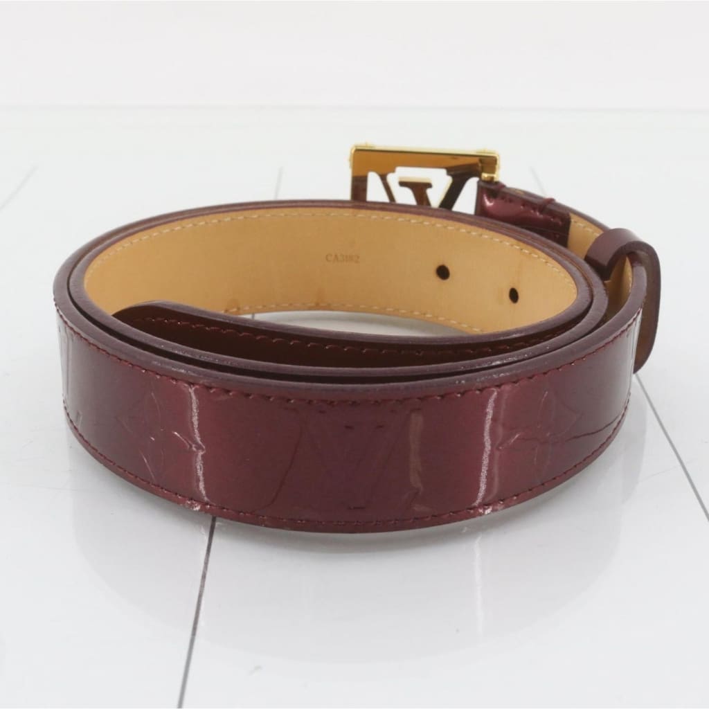 Louis Vuitton Rouge Fauviste Monogram Vernis Amarante Burgundy LV Frame Belt Size 34 - 34 / Burgundy / patent leather