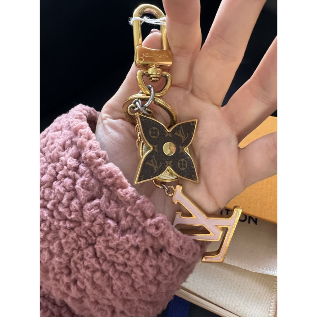 LOUIS VUITTON Spring Street Pink Logo Key Chain Bag Charm (MSRP $520) - Gold