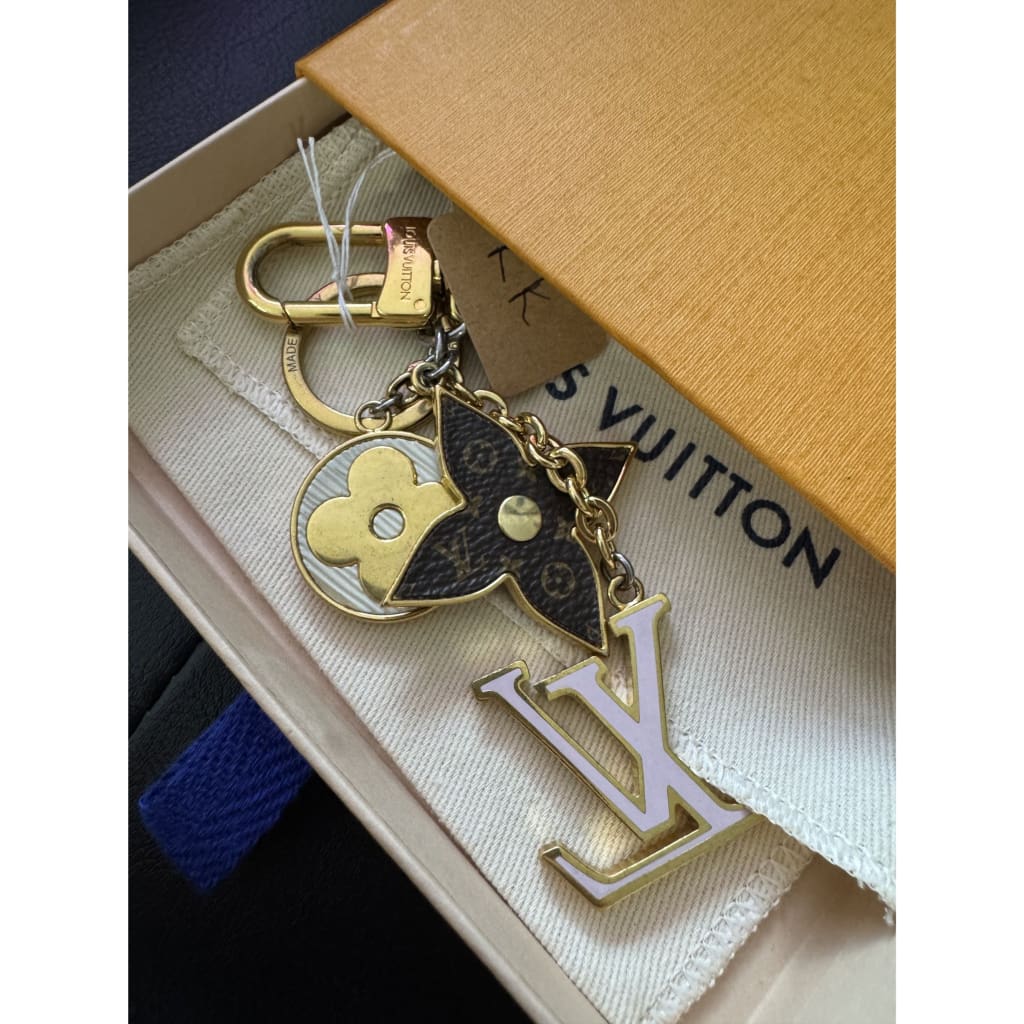 LOUIS VUITTON Spring Street Pink Logo Key Chain Bag Charm (MSRP $520) - Gold