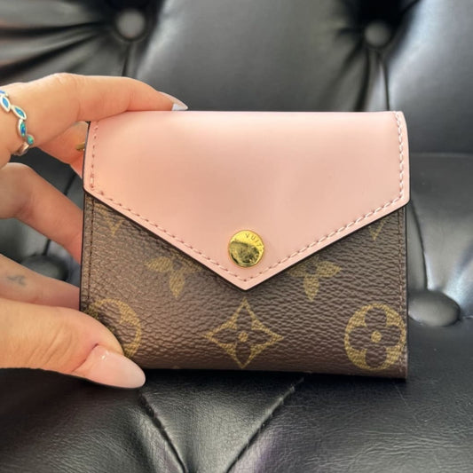 Louis Vuitton Wallet Zoe Monogram Rose Ballerine (MSRP $575) - brown / coated canvas