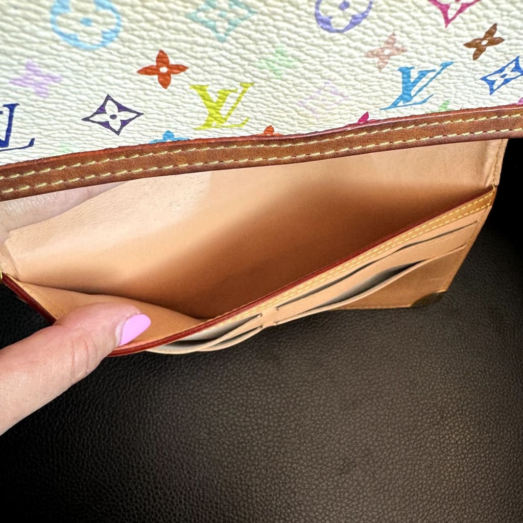 LOUIS VUITTON White Murakami Multi-Color Suhali Long Wallet (MSRP $1500) - White / Leather( + 1) / wallet