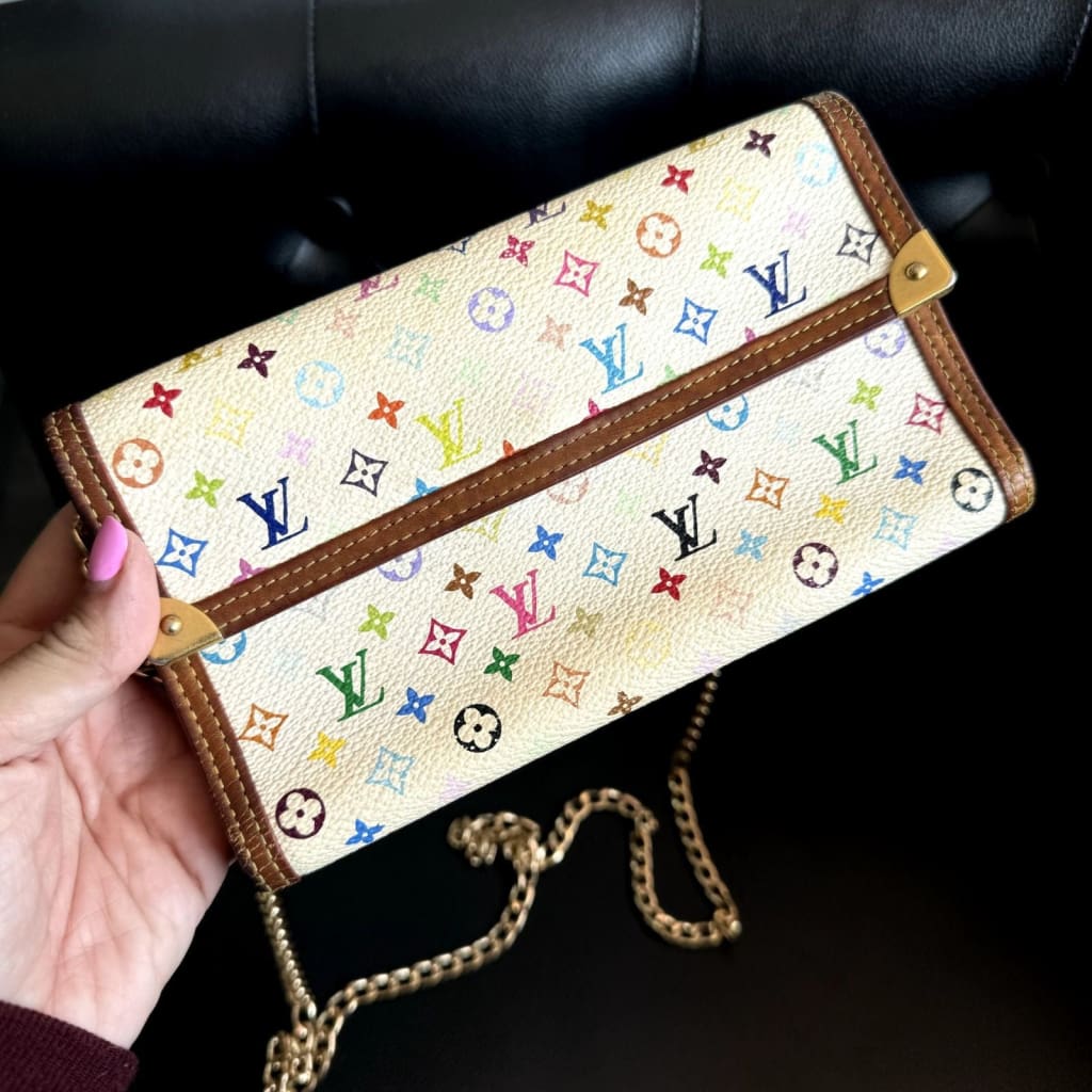 LOUIS VUITTON White Murakami Multi-Color Suhali Long Wallet (MSRP $1500) - White / Leather( + 1) / wallet