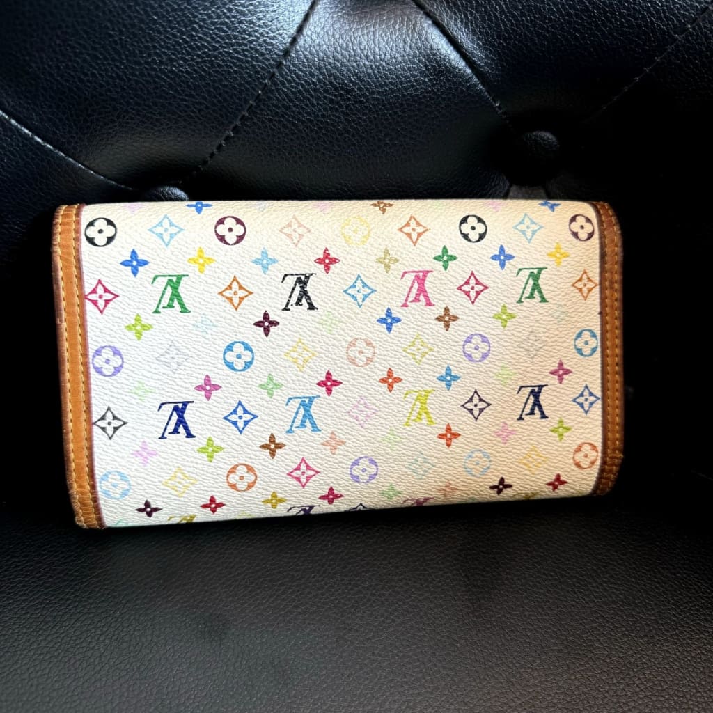 LOUIS VUITTON White Murakami Multi-Color Suhali Long Wallet (MSRP $1500) - White / Leather( + 1) / wallet