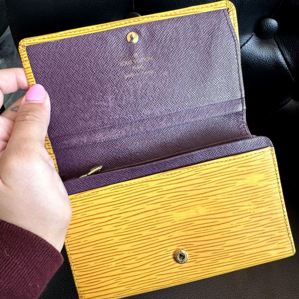 LOUIS VUITTON Yellow & Purple Epi Lakers Tresor Wallet (MSRP $750) - Yellow / Leather( + 1) / wallet