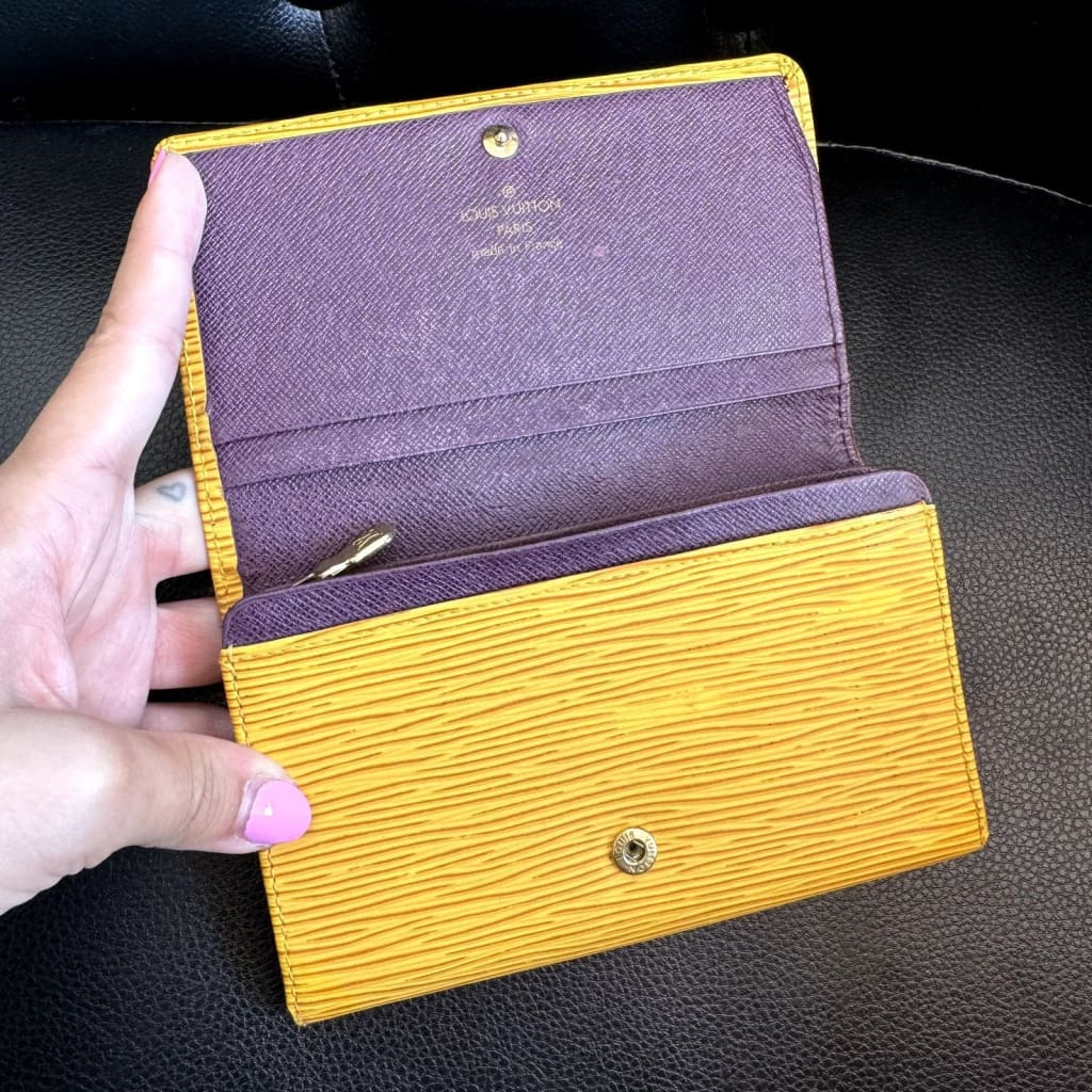 LOUIS VUITTON Yellow & Purple Epi Lakers Tresor Wallet (MSRP $750) - Yellow / Leather( + 1) / wallet