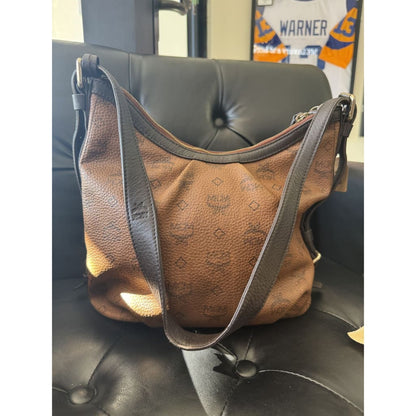 MCM Visetos Hobo Bag - Brown / Leather / zip