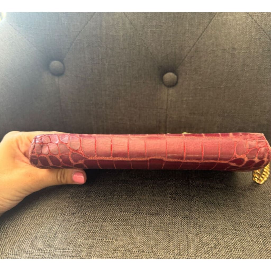 Miu Miu Red Crocodile Wallet w/ Chain (MSRP $500 + ) - Red / snap