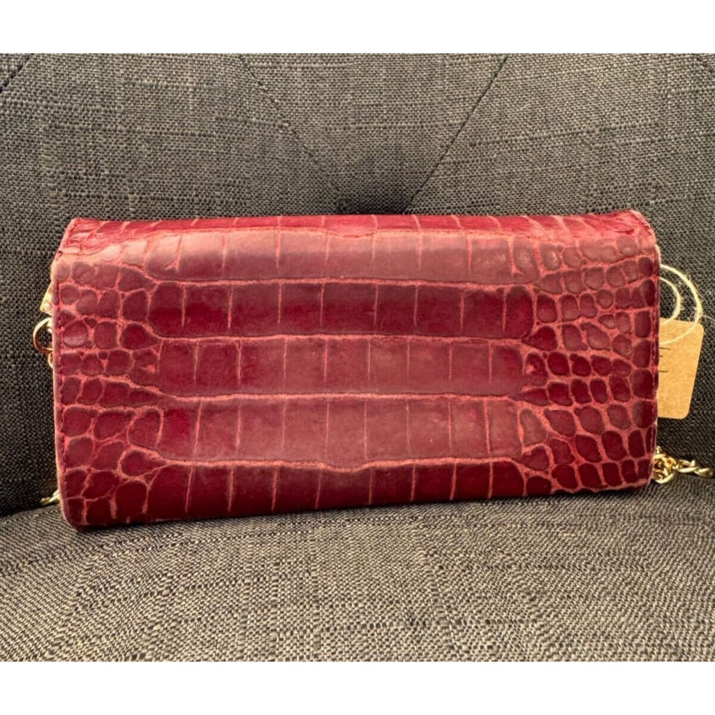 Miu Miu Red Crocodile Wallet w/ Chain (MSRP $500 + ) - Red / snap