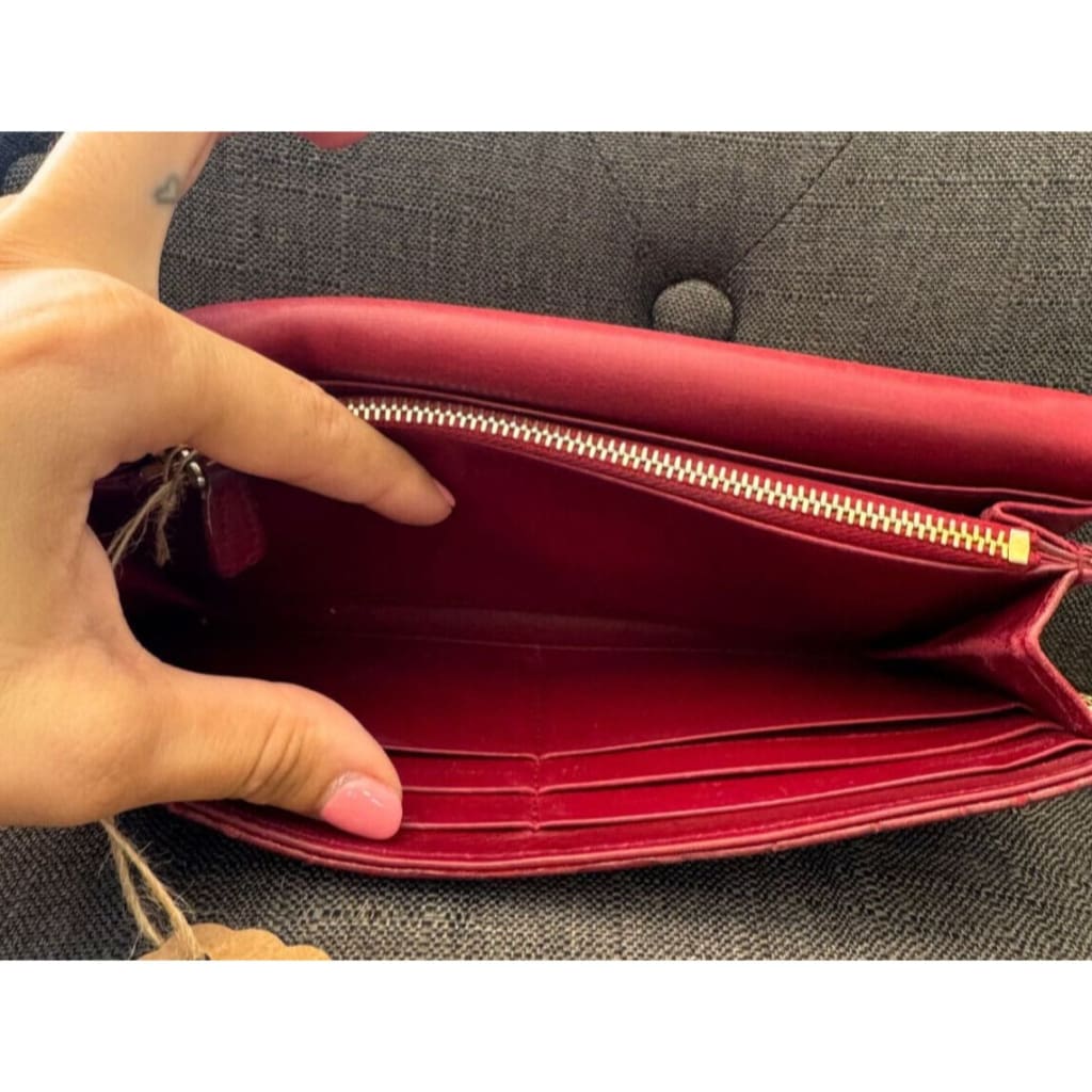 Miu Miu Red Crocodile Wallet w/ Chain (MSRP $500 + ) - Red / snap