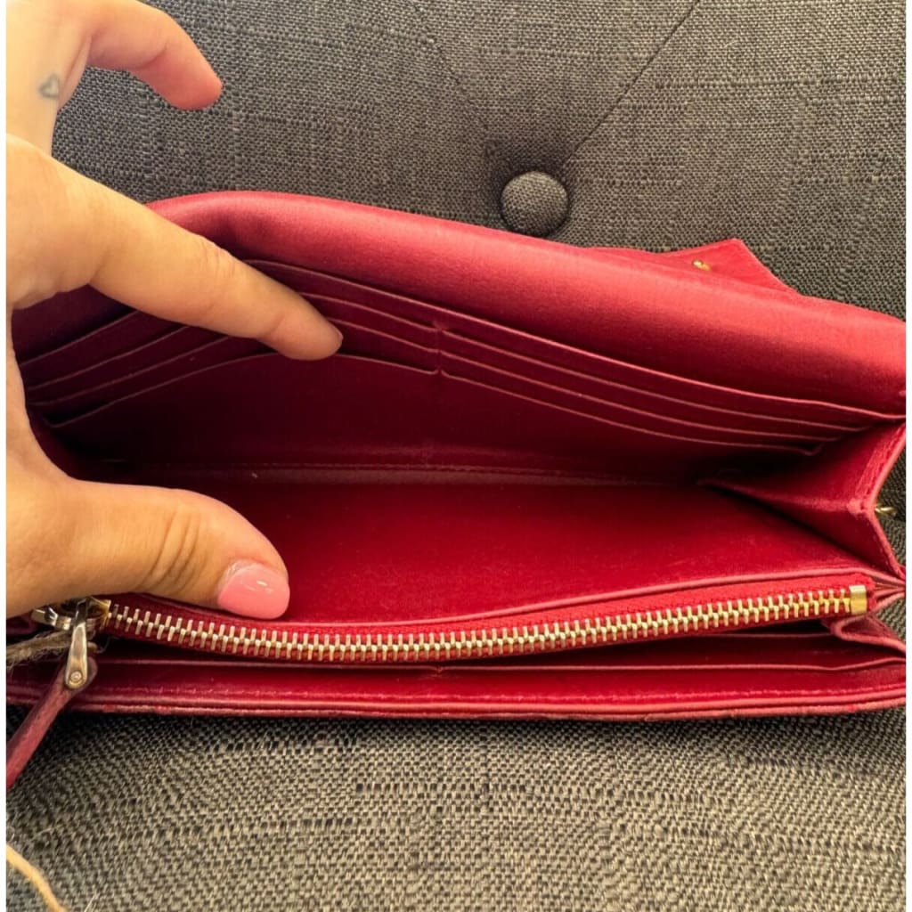 Miu Miu Red Crocodile Wallet w/ Chain (MSRP $500 + ) - Red / snap