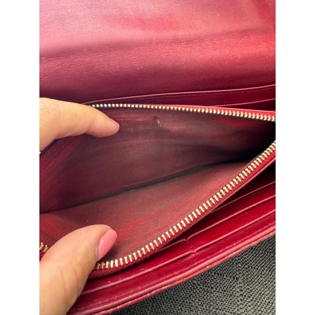 Miu Miu Red Crocodile Wallet w/ Chain (MSRP $500 + ) - Red / snap