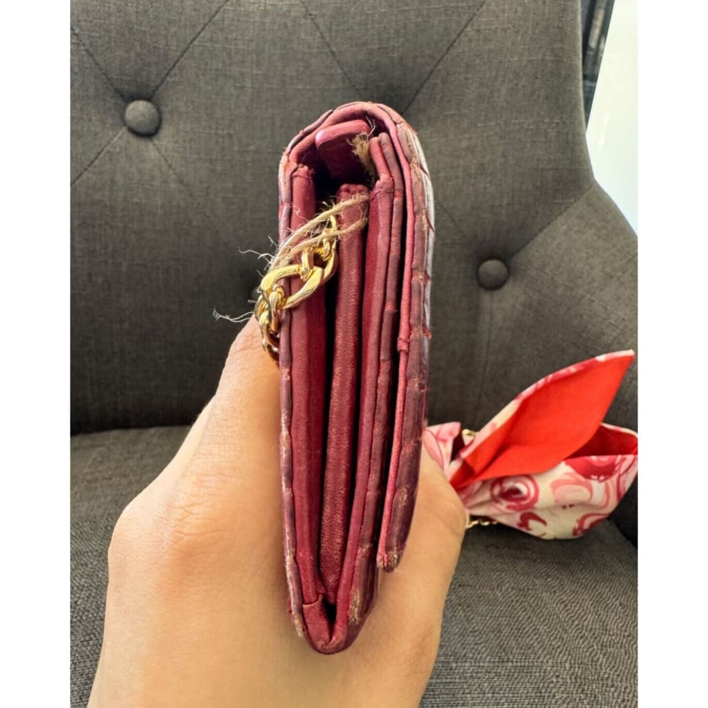 Miu Miu Red Crocodile Wallet w/ Chain (MSRP $500 + ) - Red / snap