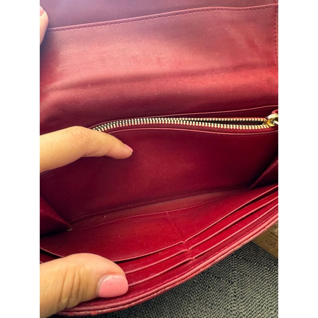 Miu Miu Red Crocodile Wallet w/ Chain (MSRP $500 + ) - Red / snap